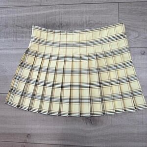 Y2K Plaid Pleated Mini‎ Skirt – Yellow Check – Size XXL